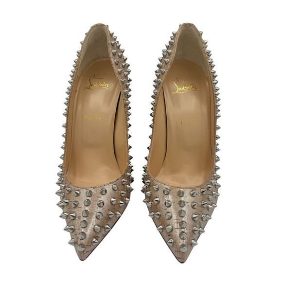 NEW Christian Louboutin Follies Spikes 100 Liege Pepite Silver Size 40 / 10 - Picture 3 of 13